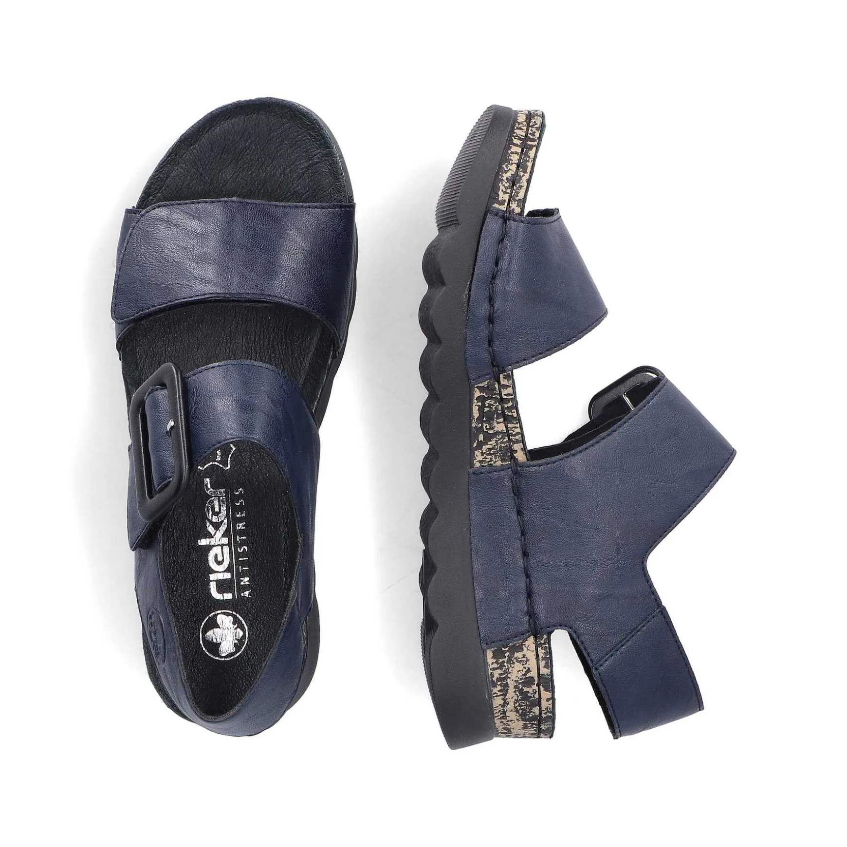 Rieker Women'S Strappy Sandals Steel Blue