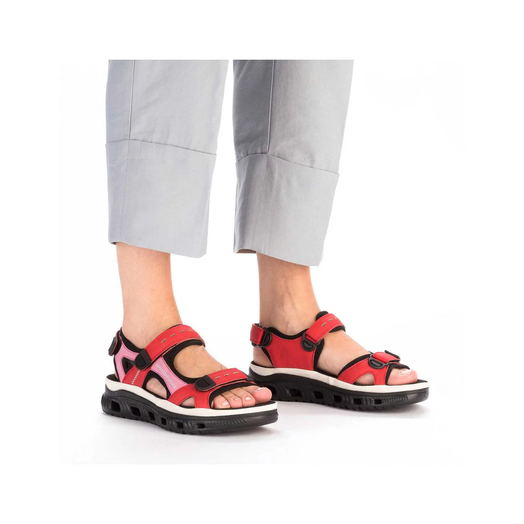 Rieker Women'S Trekking Sandals Fire Red