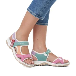 Rieker Women'S Trekking Sandals White-Multicolored