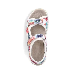 Rieker Women'S Trekking Sandals Floral-Pure White