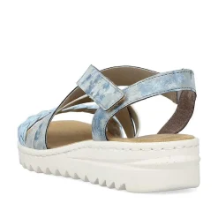 Rieker Women'S Wedge Sandals Sky Blue-Silver
