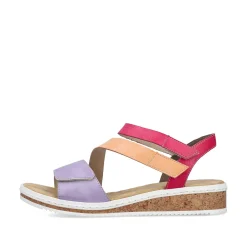 Rieker Women'S Wedge Sandals Purple-Pink-Salmon