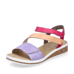 Rieker Women'S Wedge Sandals Purple-Pink-Salmon