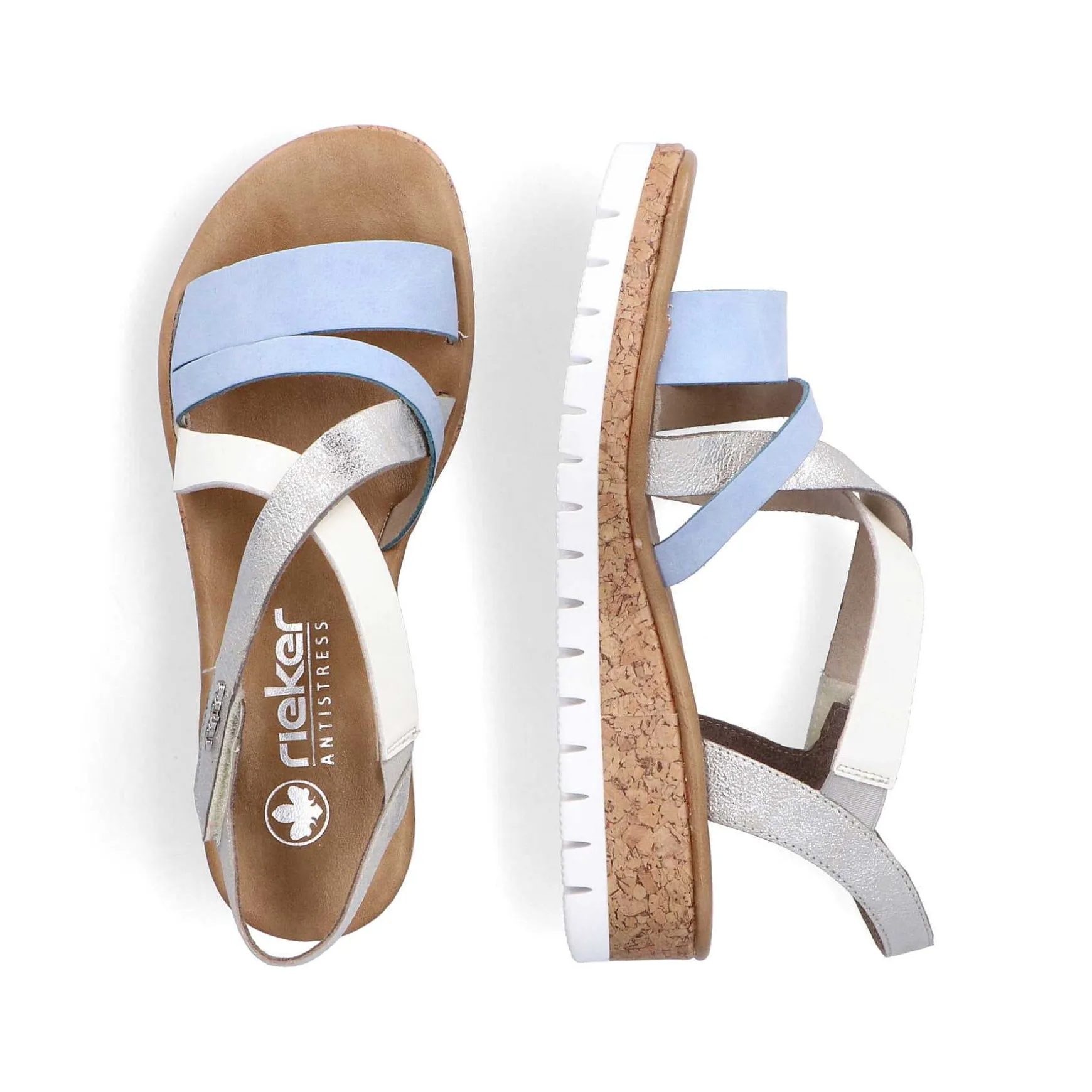 Rieker Women'S Wedge Sandals Pastel Blue