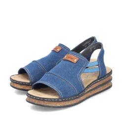 Rieker Women'S Wedge Sandals Sea Blue