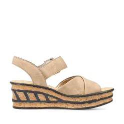 Rieker Women'S Wedge Sandals Sand Beige