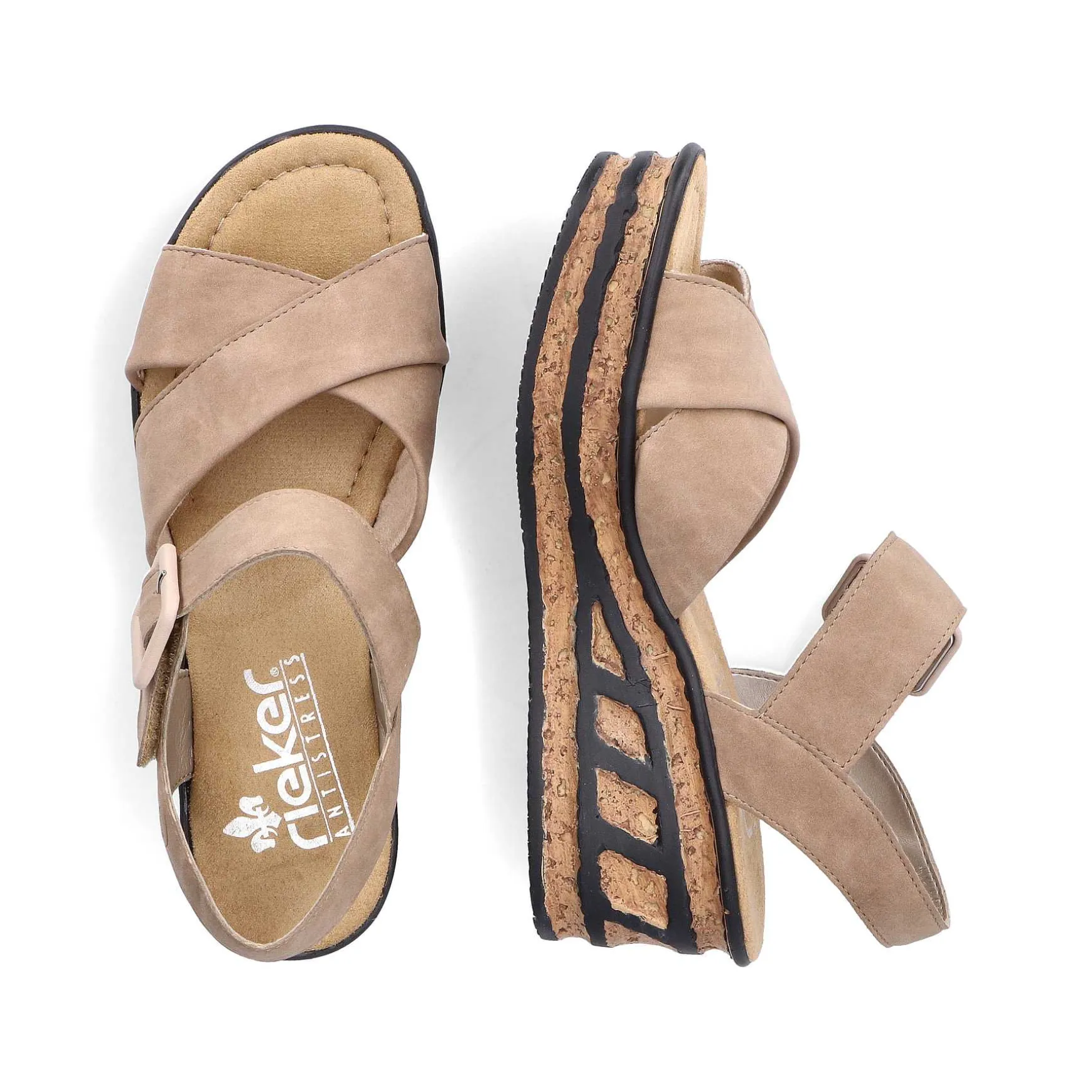 Rieker Women'S Wedge Sandals Sand Beige