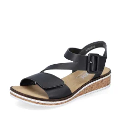 Rieker Women'S Wedge Sandals Matt Black