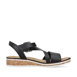 Rieker Women'S Wedge Sandals Matt Black