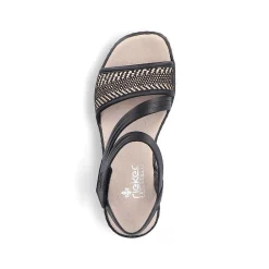 Rieker Women'S Wedge Sandals Asphalt Black