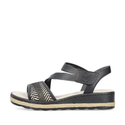 Rieker Women'S Wedge Sandals Asphalt Black