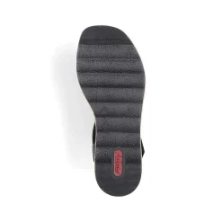 Rieker Women'S Wedge Sandals Asphalt Black
