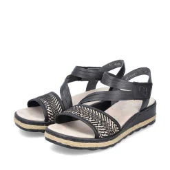 Rieker Women'S Wedge Sandals Asphalt Black