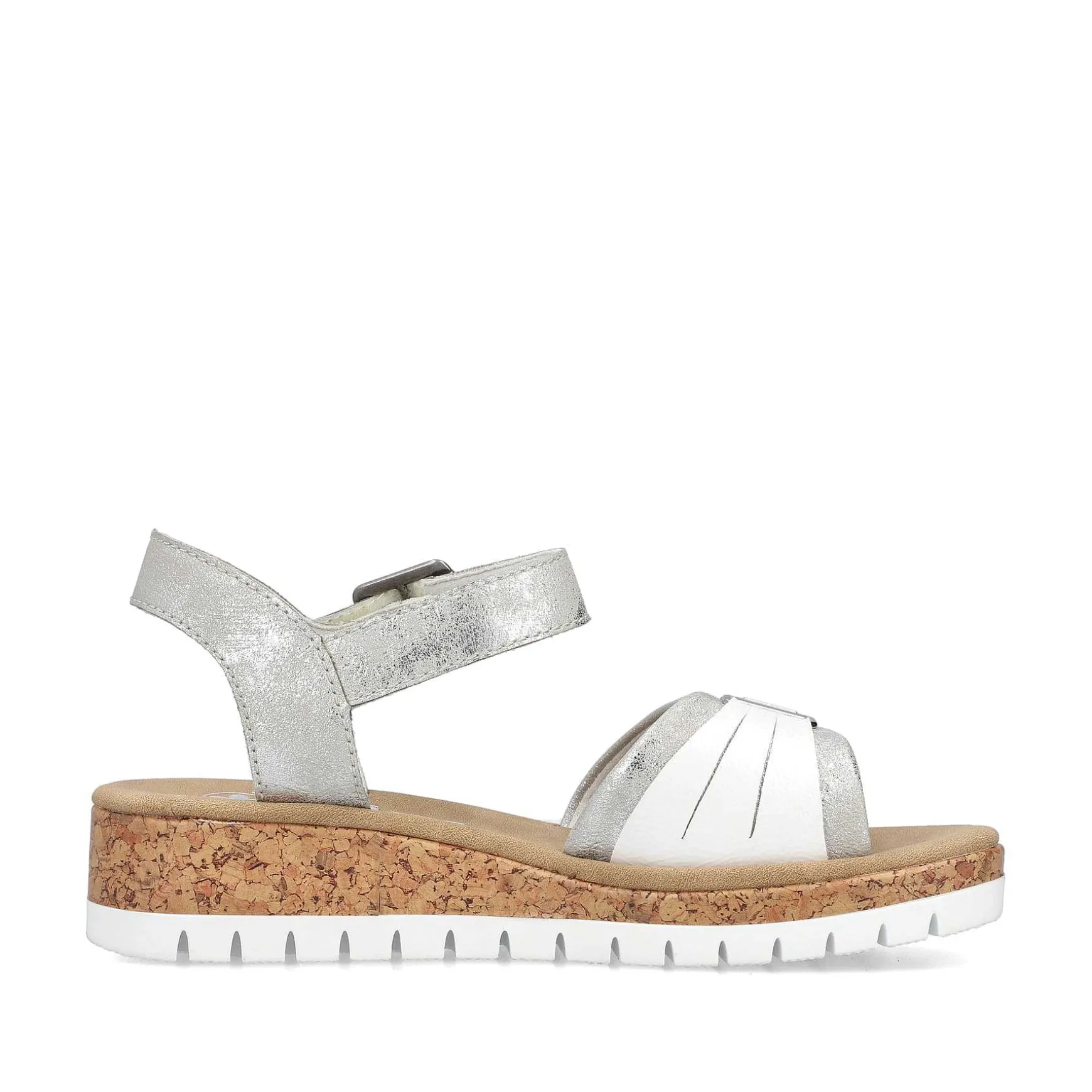 Rieker Women'S Wedge Sandals Silver-Platinum-Metallic