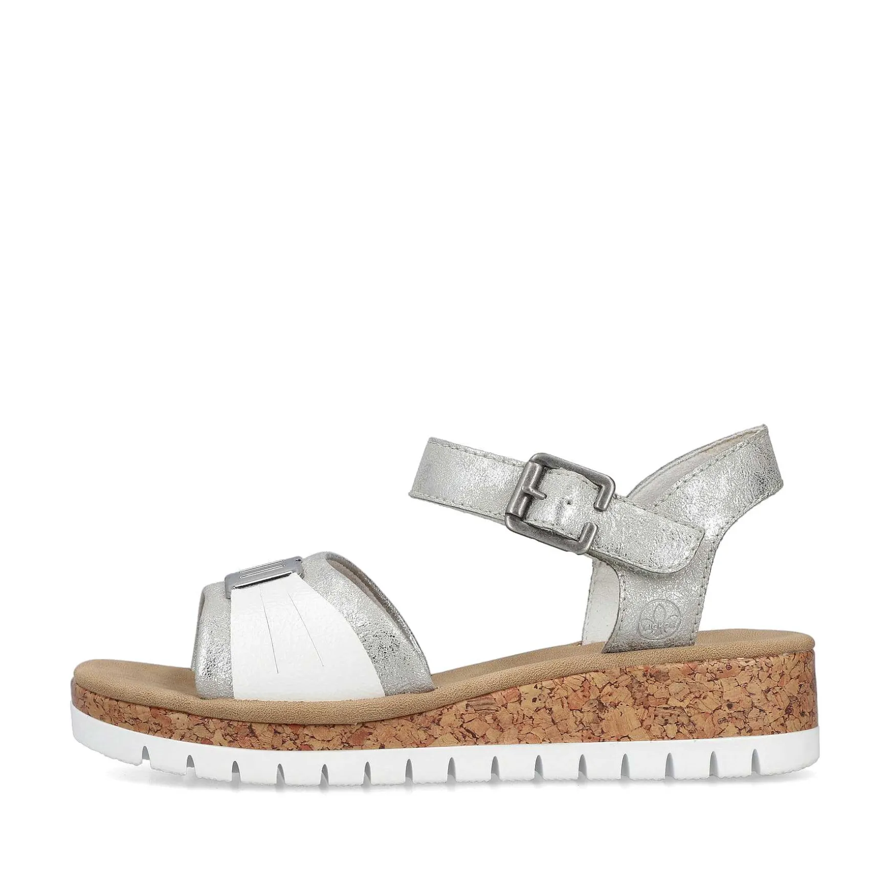 Rieker Women'S Wedge Sandals Silver-Platinum-Metallic