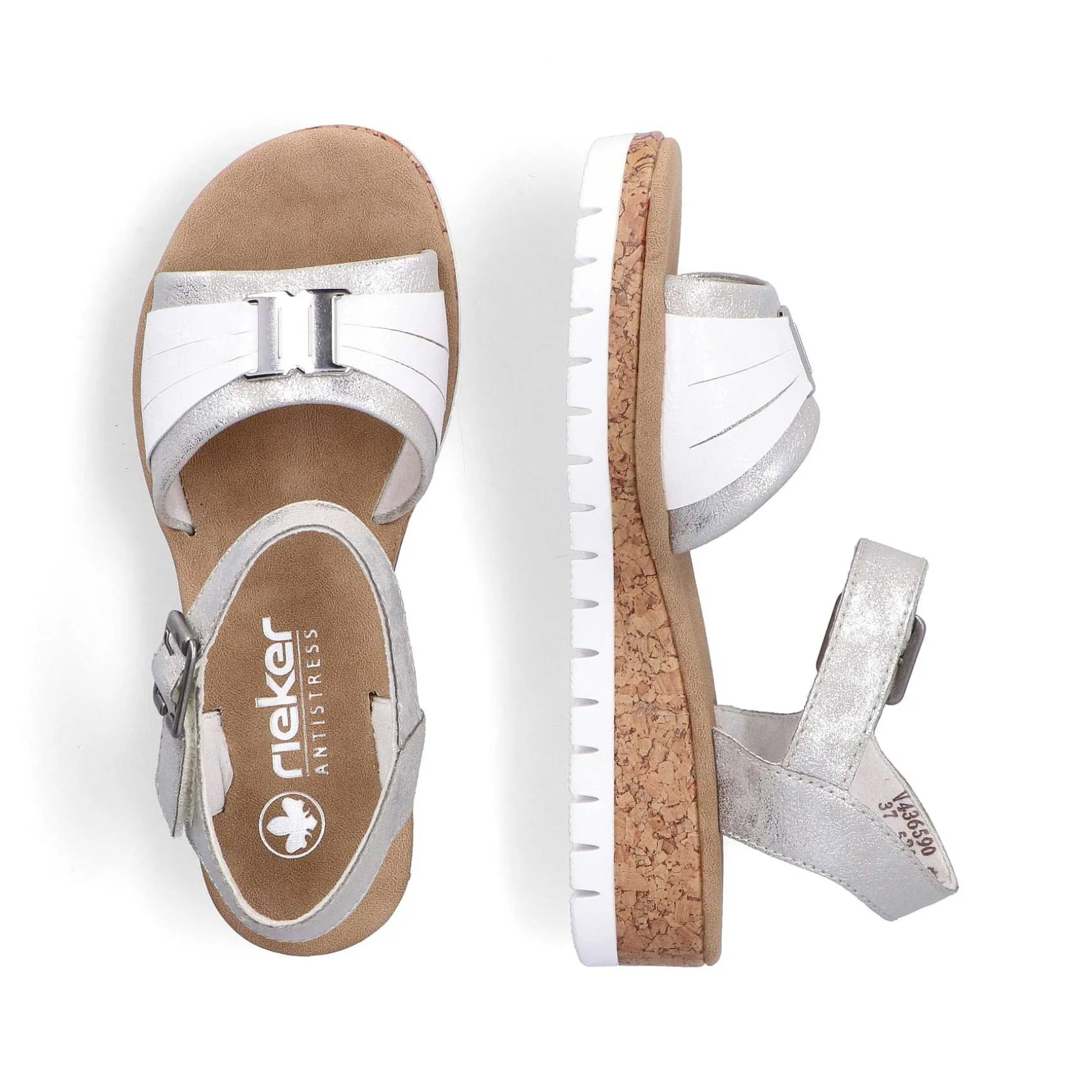 Rieker Women'S Wedge Sandals Silver-Platinum-Metallic