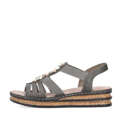 Rieker Women'S Wedge Sandals Brown Gray