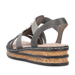 Rieker Women'S Wedge Sandals Brown Gray