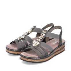 Rieker Women'S Wedge Sandals Brown Gray