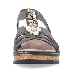Rieker Women'S Wedge Sandals Brown Gray