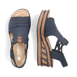 Rieker Women'S Wedge Sandals Steel Blue