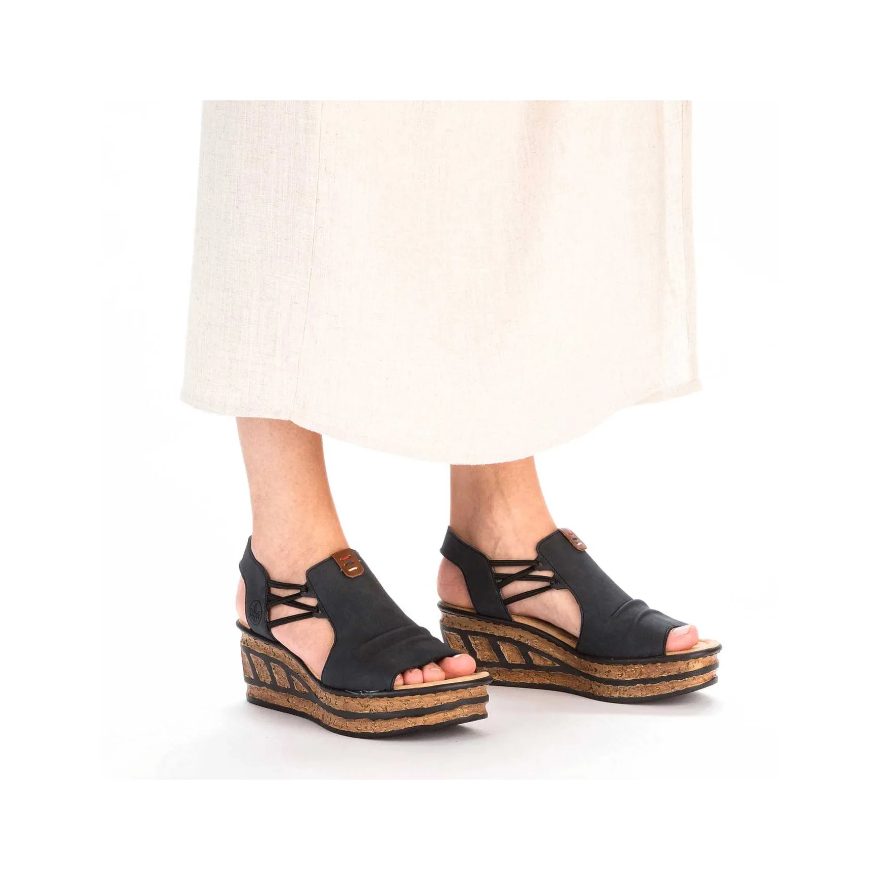 Rieker Women'S Wedge Sandals Steel Blue