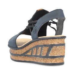 Rieker Women'S Wedge Sandals Steel Blue