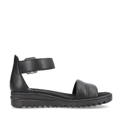 Rieker Women'S Wedge Sandals Asphalt Black