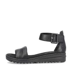 Rieker Women'S Wedge Sandals Asphalt Black