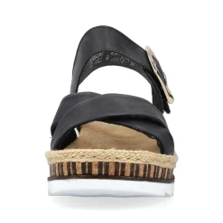 Rieker Women'S Wedge Sandals Graphite Black