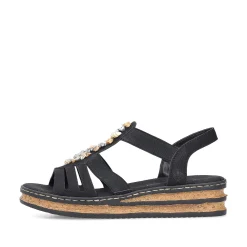 Rieker Women'S Wedge Sandals Midnight Black