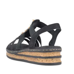 Rieker Women'S Wedge Sandals Midnight Black