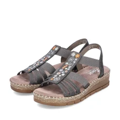 Rieker Women'S Wedge Sandals Asphalt Gray