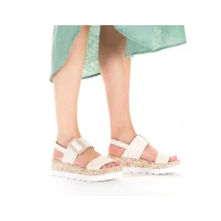 Rieker Women'S Wedge Sandals Light Beige