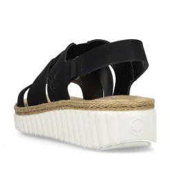 Rieker Women'S Wedge Sandals Jet Black