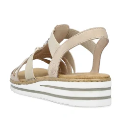 Rieker Women'S Wedge Sandals Cream Beige