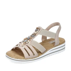 Rieker Women'S Wedge Sandals Cream Beige