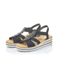 Rieker Women'S Wedge Sandals Jet Black