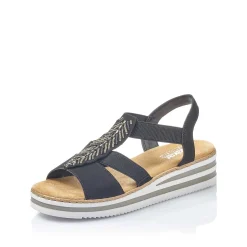 Rieker Women'S Wedge Sandals Jet Black