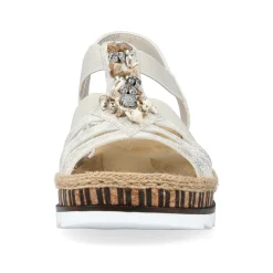 Rieker Women'S Wedge Sandals Beige Metallic