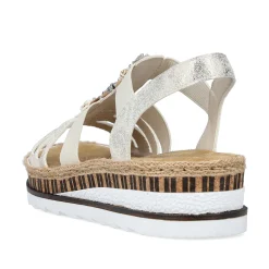 Rieker Women'S Wedge Sandals Beige Metallic