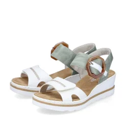 Rieker Women'S Wedge Sandals Mint Green-Lily White