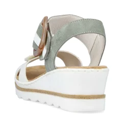 Rieker Women'S Wedge Sandals Mint Green-Lily White