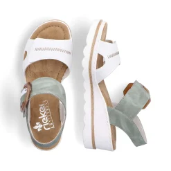 Rieker Women'S Wedge Sandals Mint Green-Lily White
