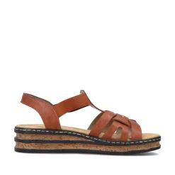Rieker Women'S Wedge Sandals Chestnut Brown
