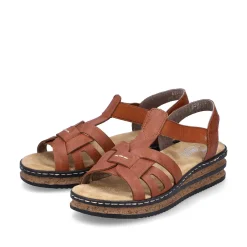 Rieker Women'S Wedge Sandals Chestnut Brown