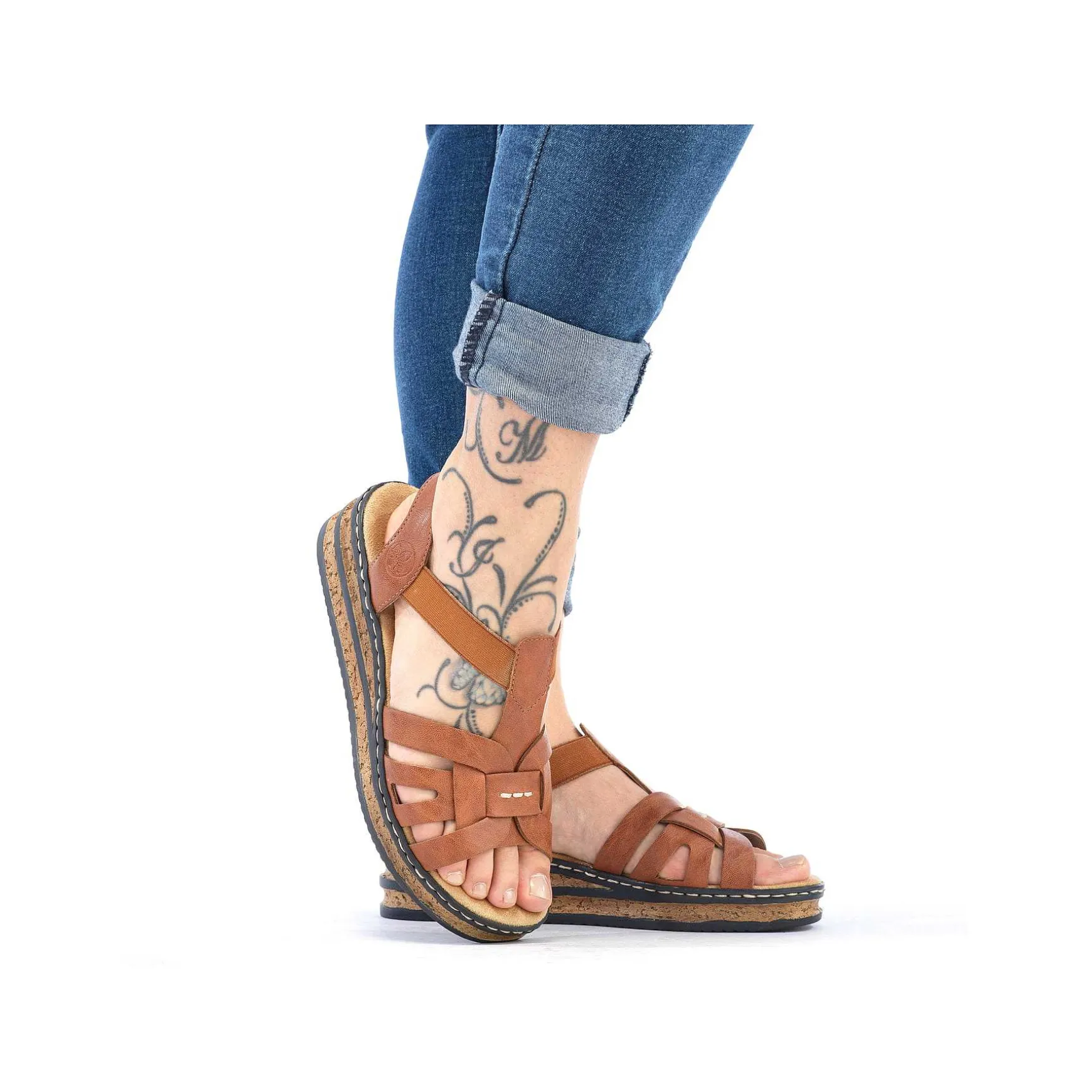 Rieker Women'S Wedge Sandals Chestnut Brown