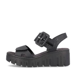 Rieker Women'S Wedge Sandals Jet Black
