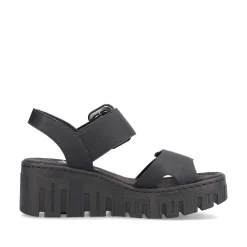 Rieker Women'S Wedge Sandals Jet Black