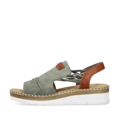 Rieker Women'S Wedge Sandals Khaki Green